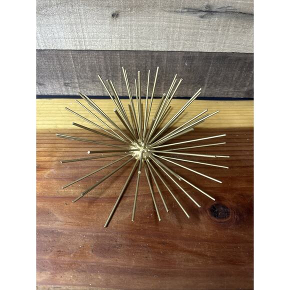 MCM Gold Atomic Metal Starburst ~ Sea Urchin ~ Wall or Table Decor 11” - Picture 1 of 5